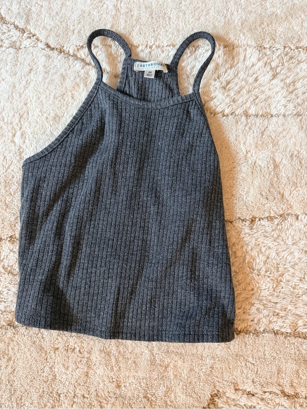 EARTHBOUND Charcoal Ribbed Halter Tank